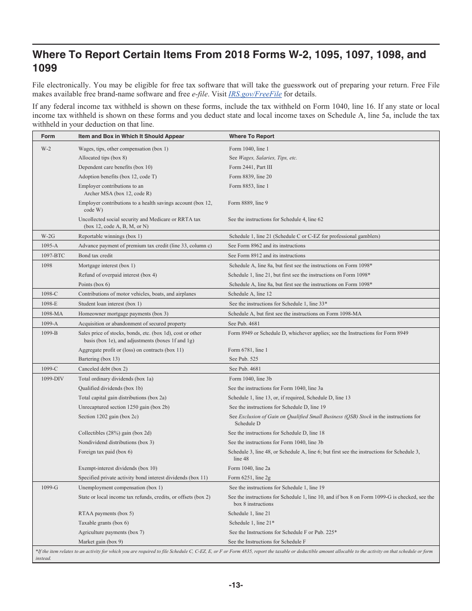 Instructions for IRS Form 1040 U.S. Individual Income Tax Return, Page 13