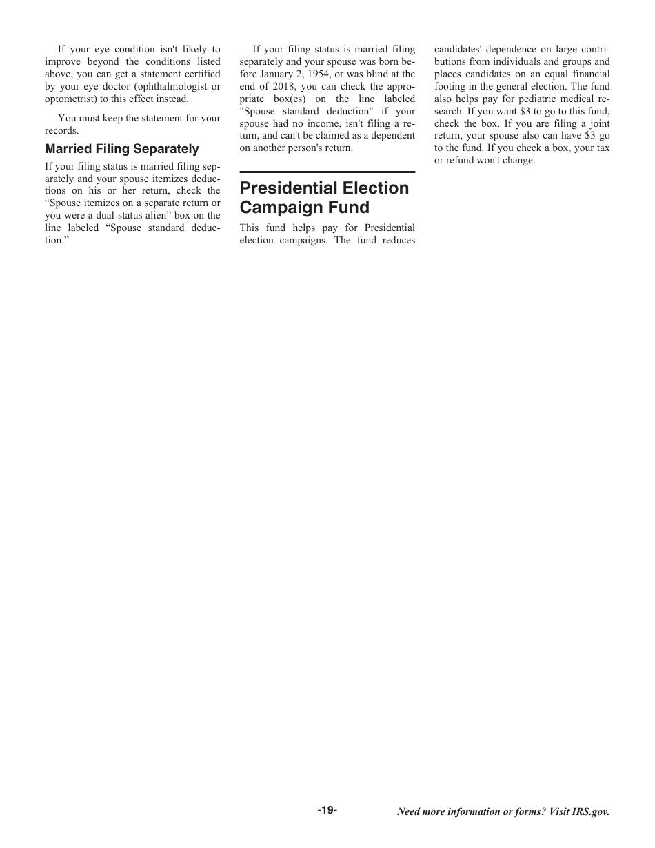 Instructions for IRS Form 1040 U.S. Individual Income Tax Return, Page 19