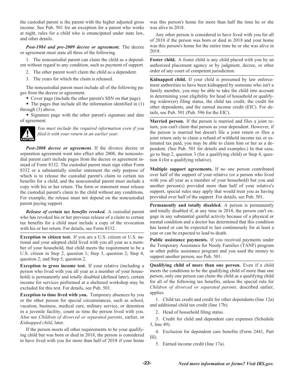 Instructions for IRS Form 1040 U.S. Individual Income Tax Return, Page 23