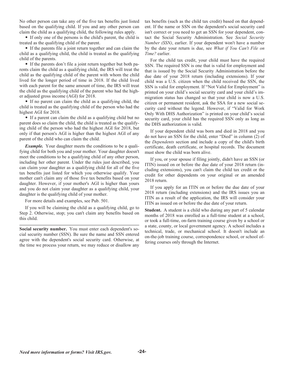 Instructions for IRS Form 1040 U.S. Individual Income Tax Return, Page 24