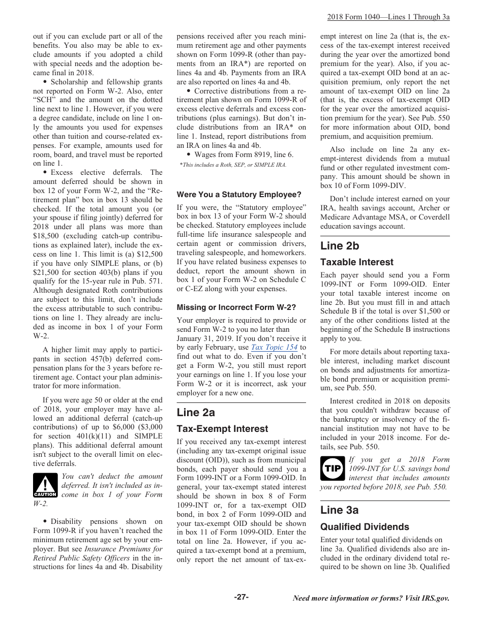 Instructions for IRS Form 1040 U.S. Individual Income Tax Return, Page 27