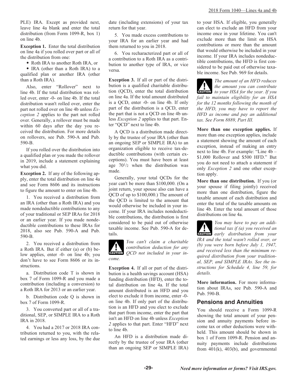 Instructions for IRS Form 1040 U.S. Individual Income Tax Return, Page 29