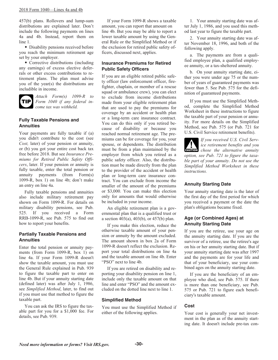 Instructions for IRS Form 1040 U.S. Individual Income Tax Return, Page 30