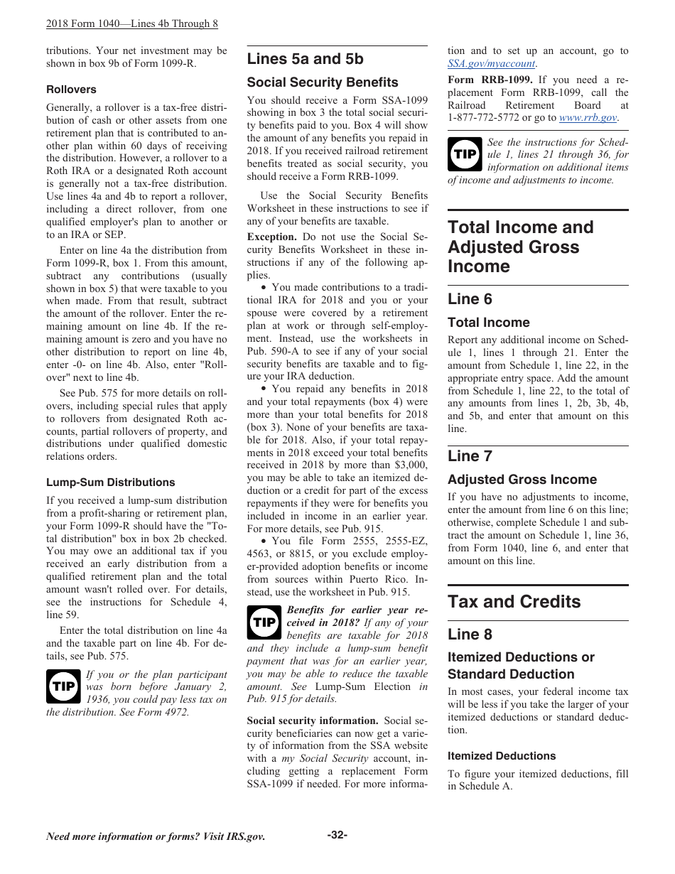 Instructions for IRS Form 1040 U.S. Individual Income Tax Return, Page 32