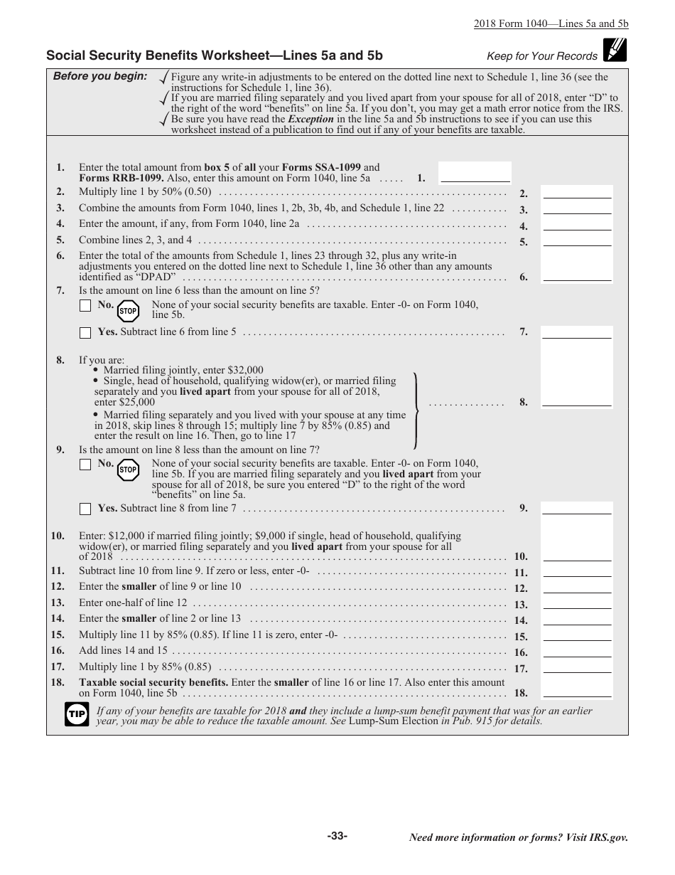 Instructions for IRS Form 1040 U.S. Individual Income Tax Return, Page 33
