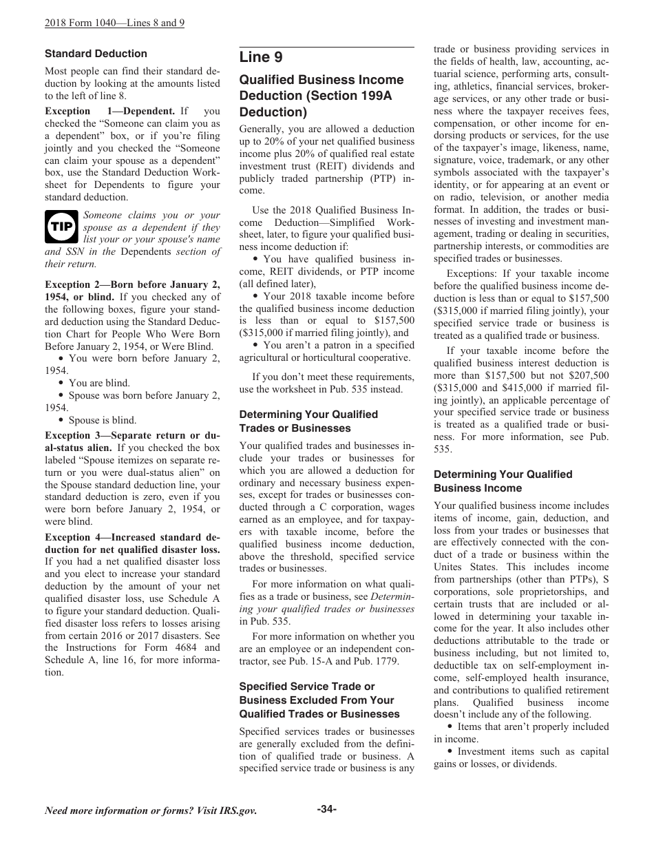 Instructions for IRS Form 1040 U.S. Individual Income Tax Return, Page 34