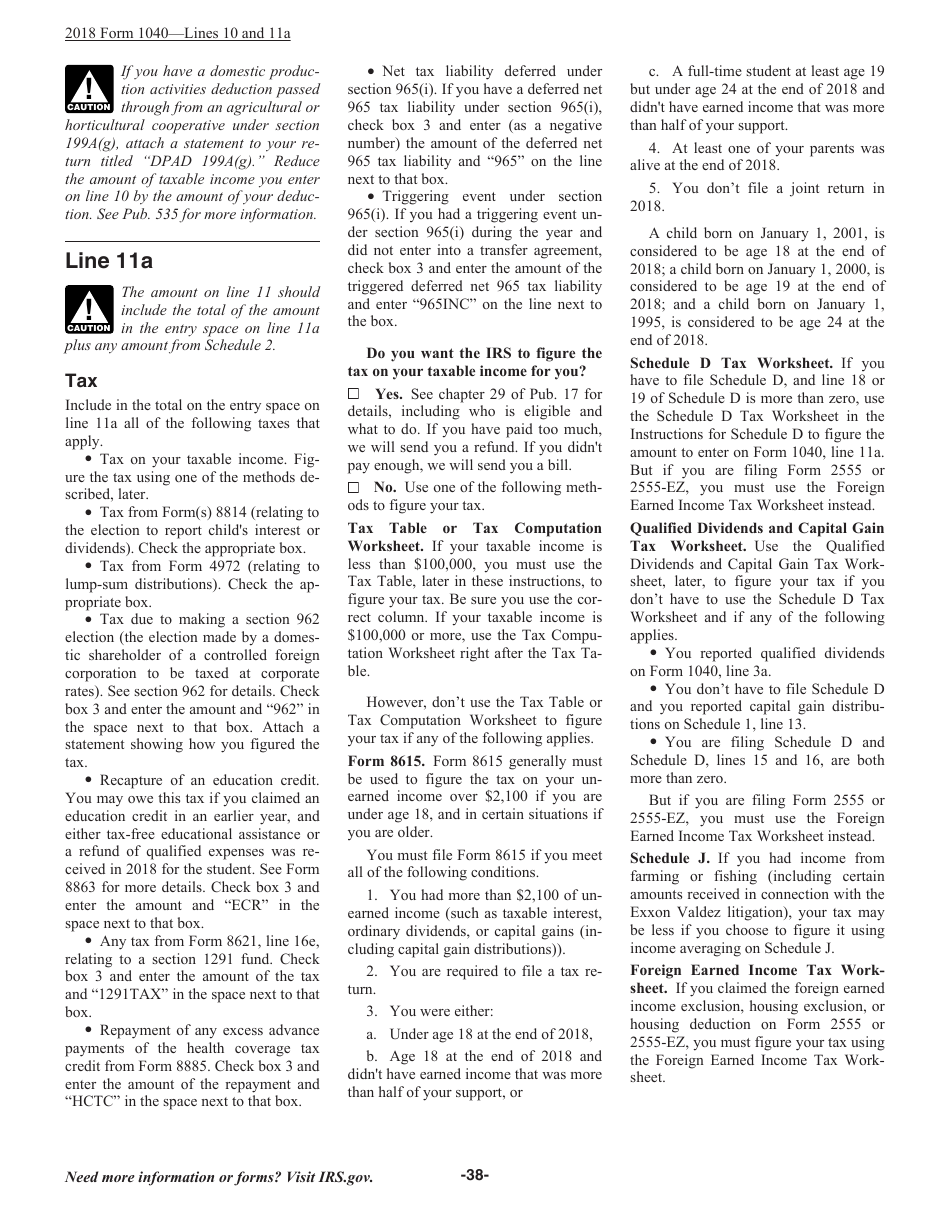 Instructions for IRS Form 1040 U.S. Individual Income Tax Return, Page 38