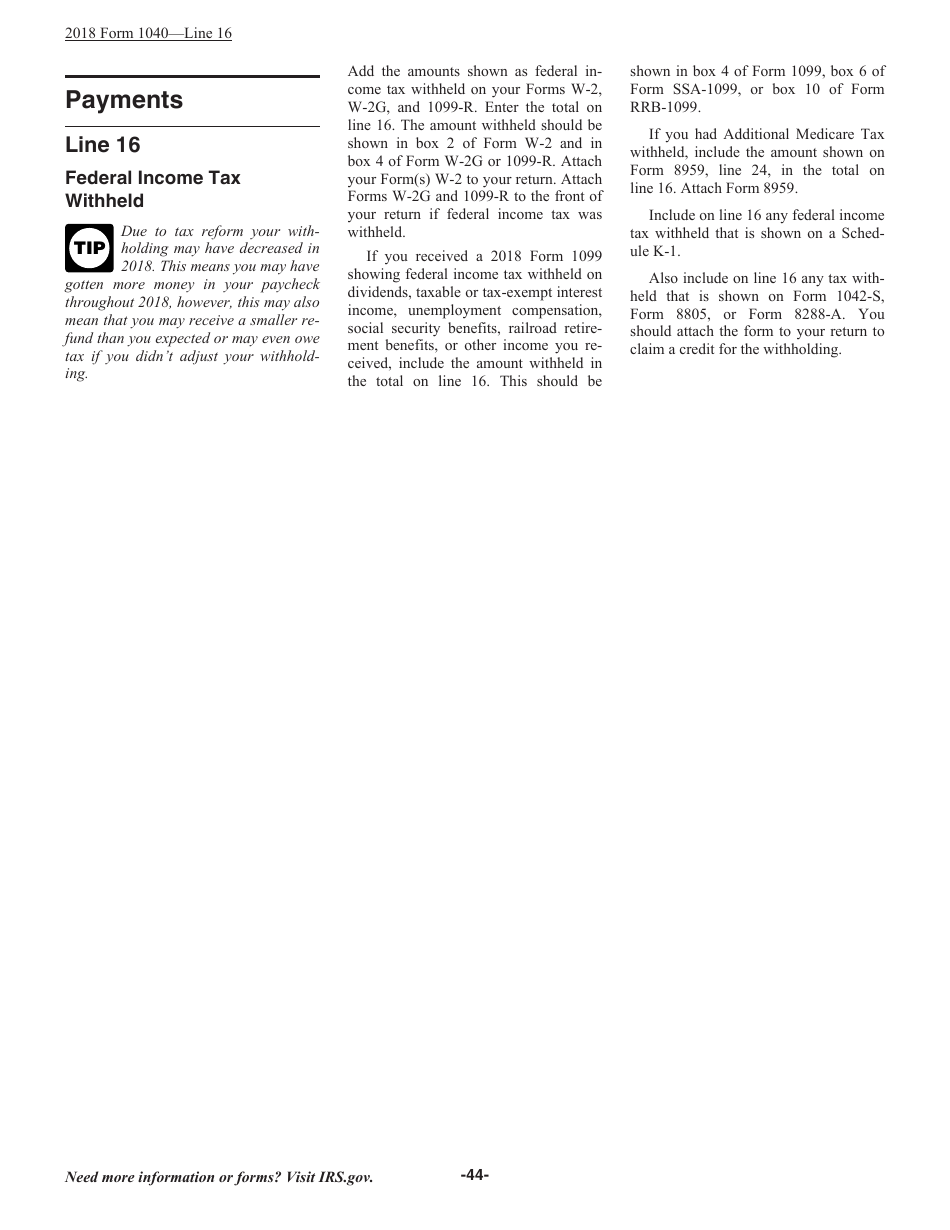 Instructions for IRS Form 1040 U.S. Individual Income Tax Return, Page 44