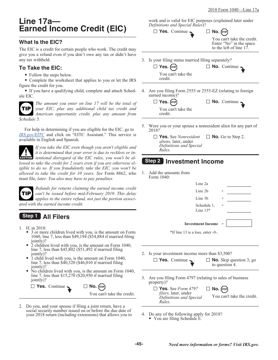 Instructions for IRS Form 1040 U.S. Individual Income Tax Return, Page 45
