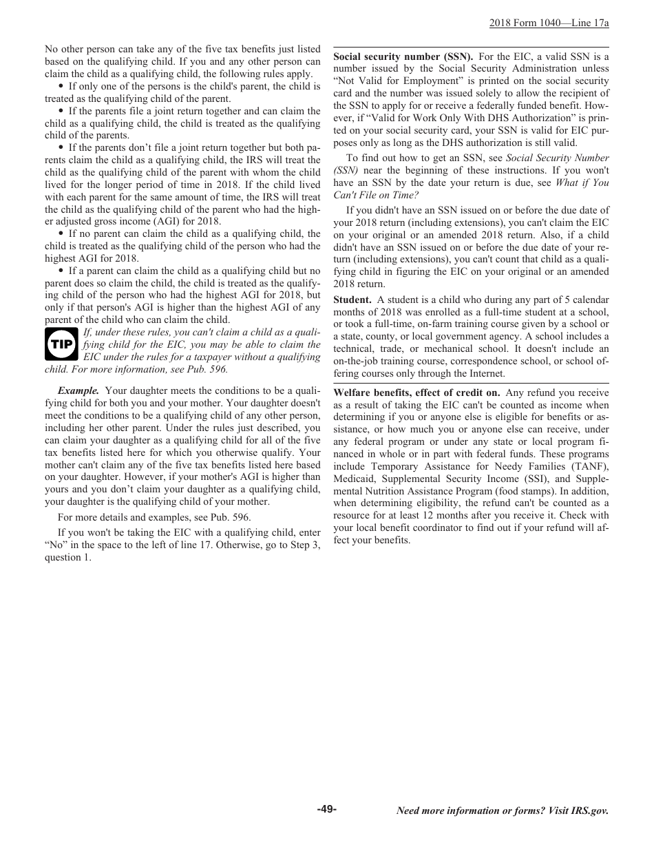 Instructions for IRS Form 1040 U.S. Individual Income Tax Return, Page 49