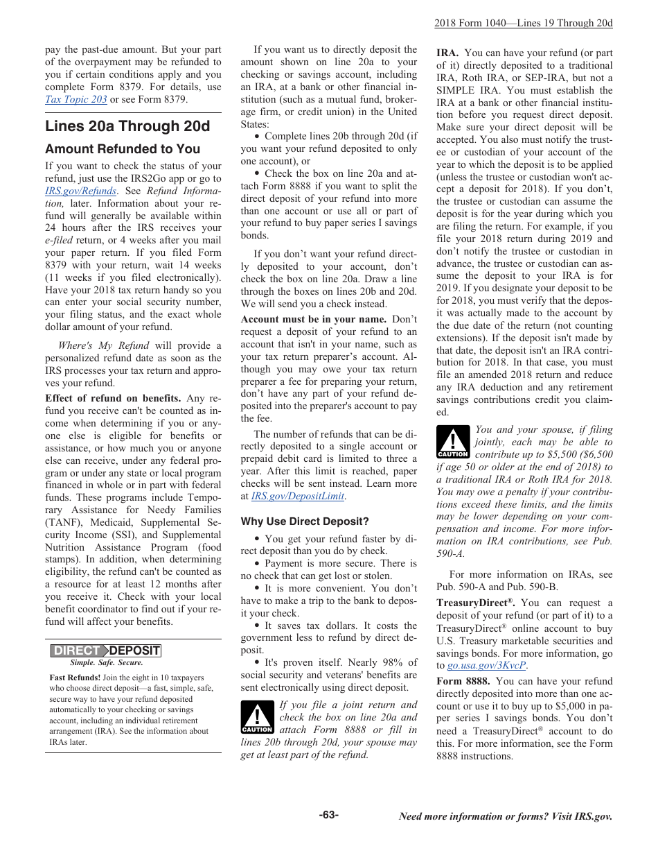 Instructions for IRS Form 1040 U.S. Individual Income Tax Return, Page 63