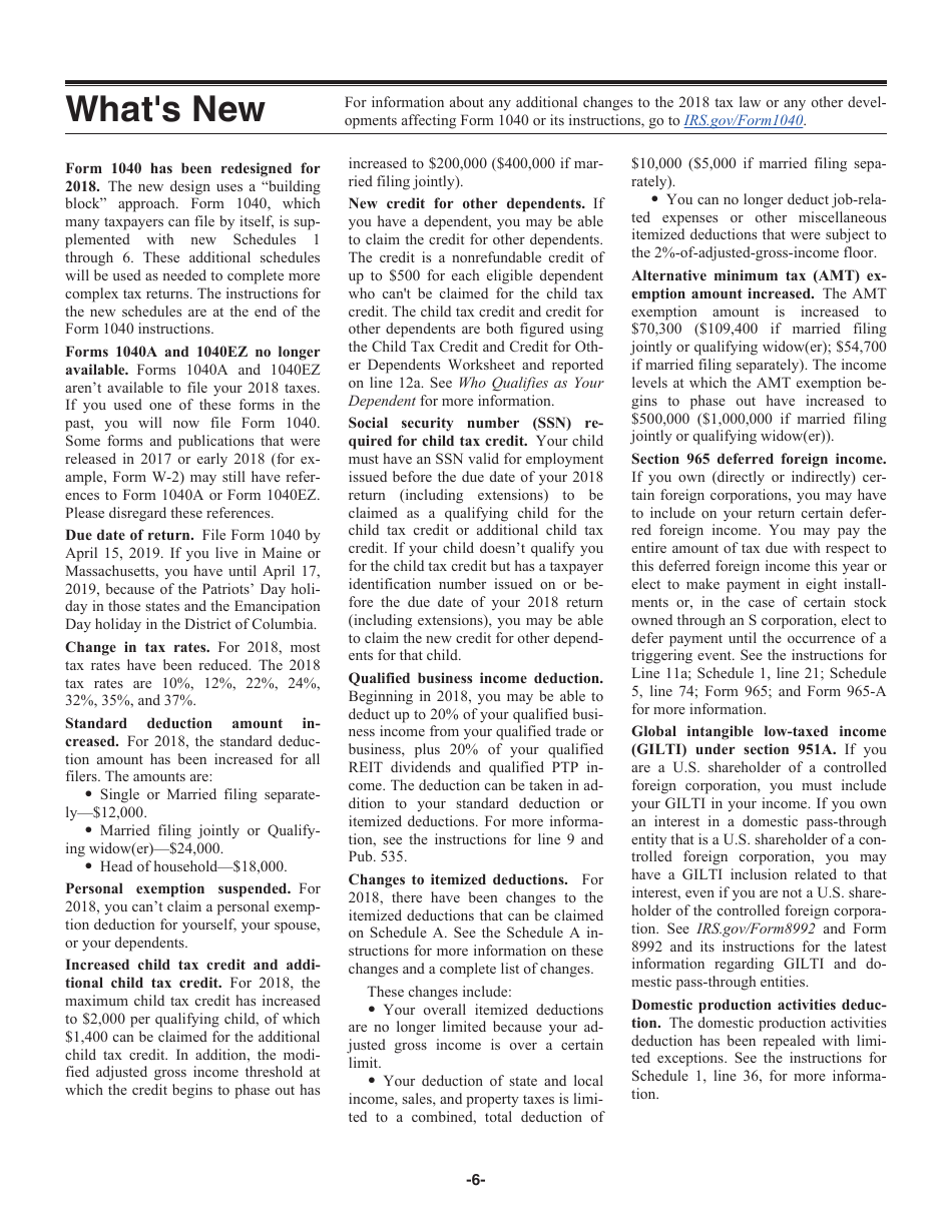 Instructions for IRS Form 1040 U.S. Individual Income Tax Return, Page 6