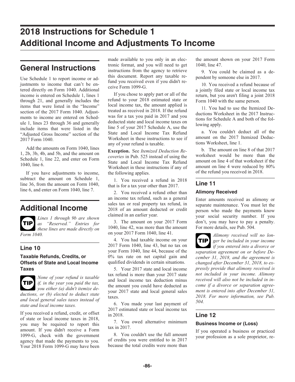 Instructions for IRS Form 1040 U.S. Individual Income Tax Return, Page 86