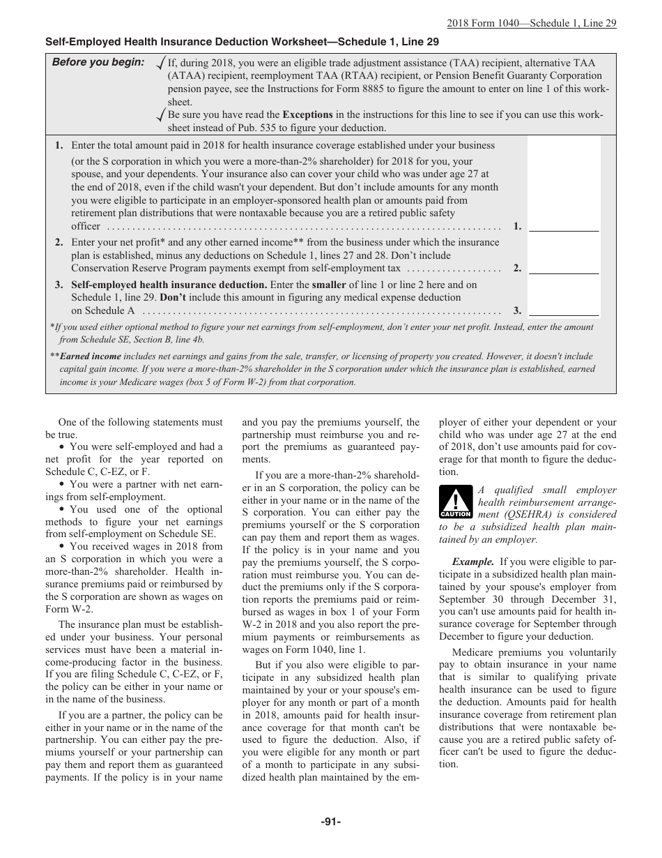 Instructions for IRS Form 1040 U.S. Individual Income Tax Return, Page 91
