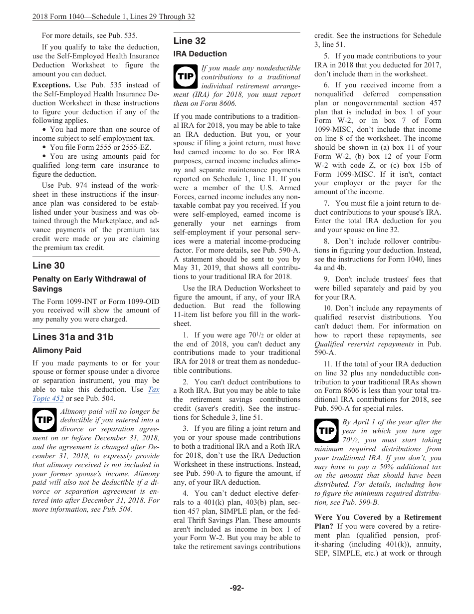 Instructions for IRS Form 1040 U.S. Individual Income Tax Return, Page 92
