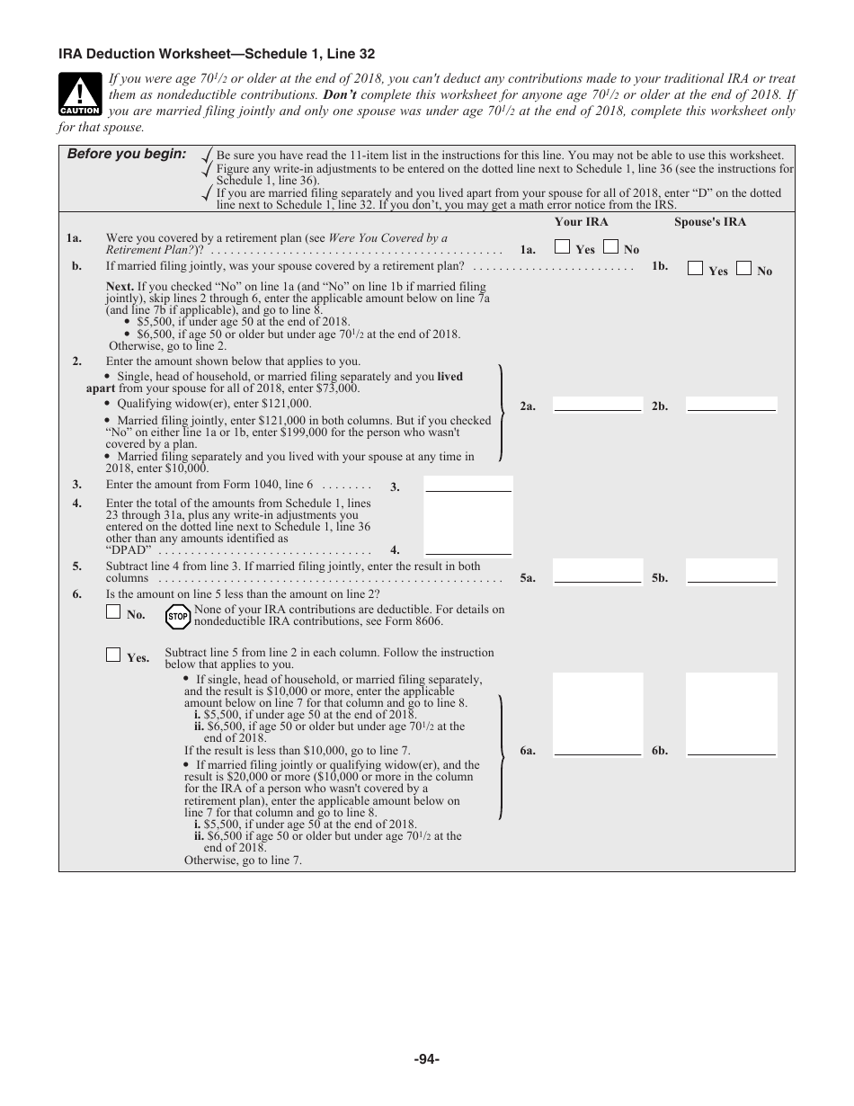 Instructions for IRS Form 1040 U.S. Individual Income Tax Return, Page 94