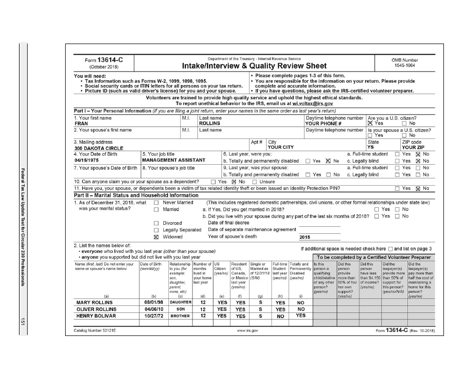 IRS Form 6744 Vita / Tce Volunteer Assistors Test / Retest, Page 153