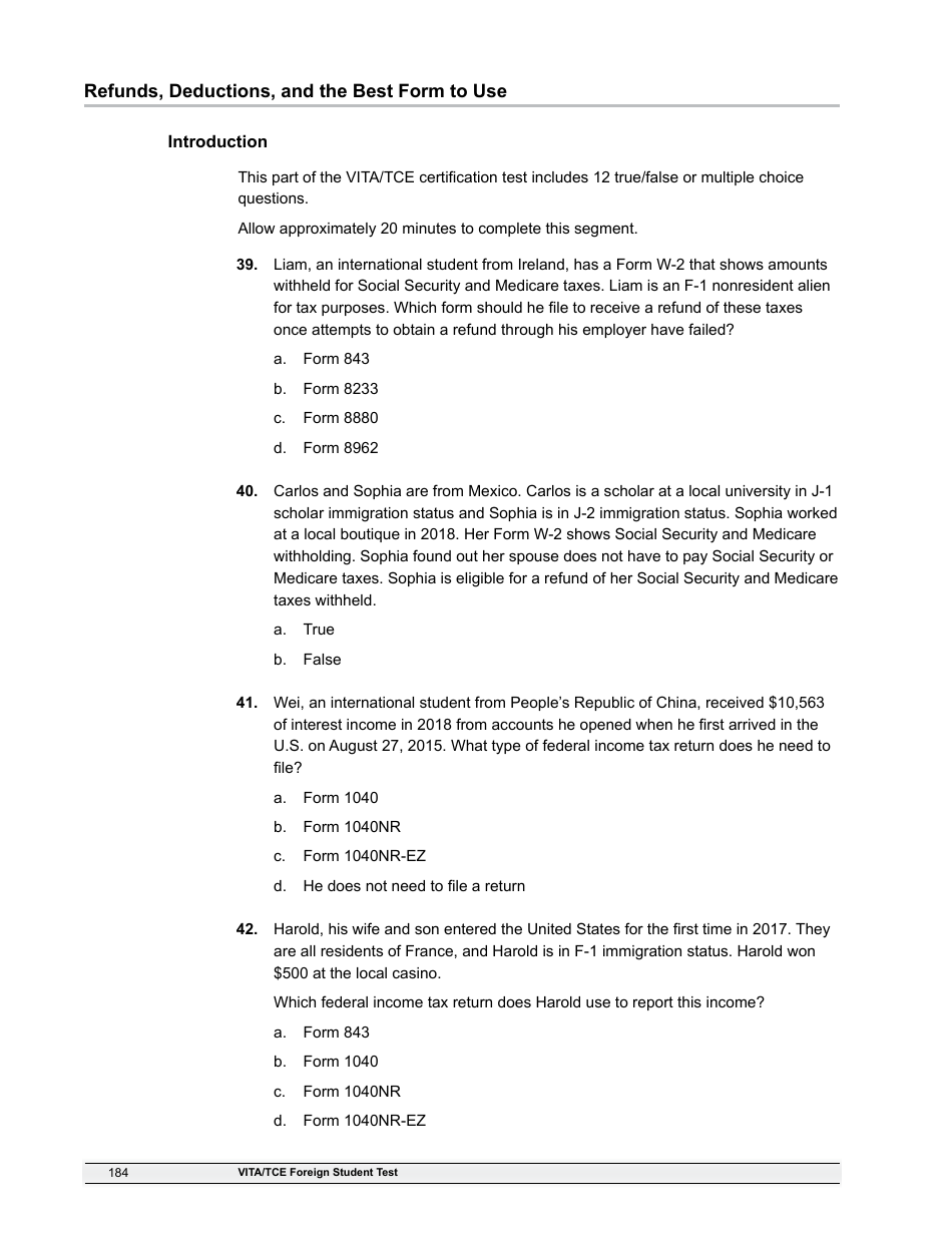 IRS Form 6744 Vita / Tce Volunteer Assistors Test / Retest, Page 186