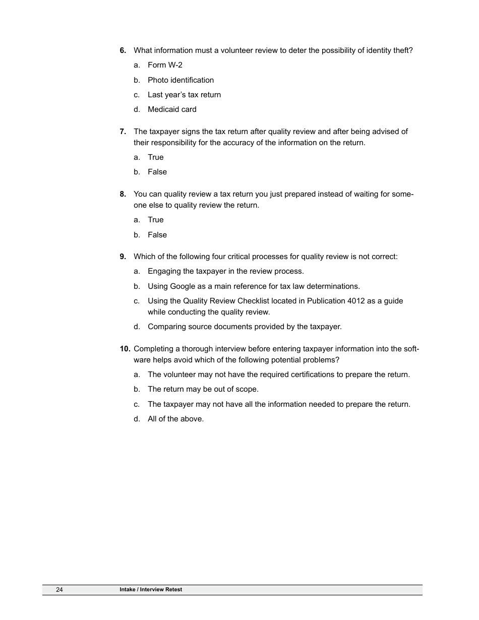 IRS Form 6744 Vita / Tce Volunteer Assistors Test / Retest, Page 26