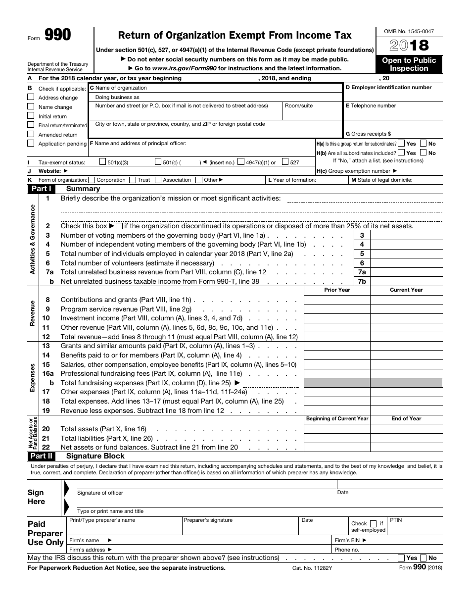 Irs Form 990 2018 Fill Out Sign Online And Download Fillable Pdf Templateroller 