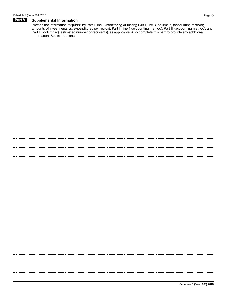 IRS Form 990 Schedule F Statement of Activities Outside the United States, Page 5