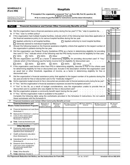 IRS Form 990 Schedule H 2018 Printable Pdf
