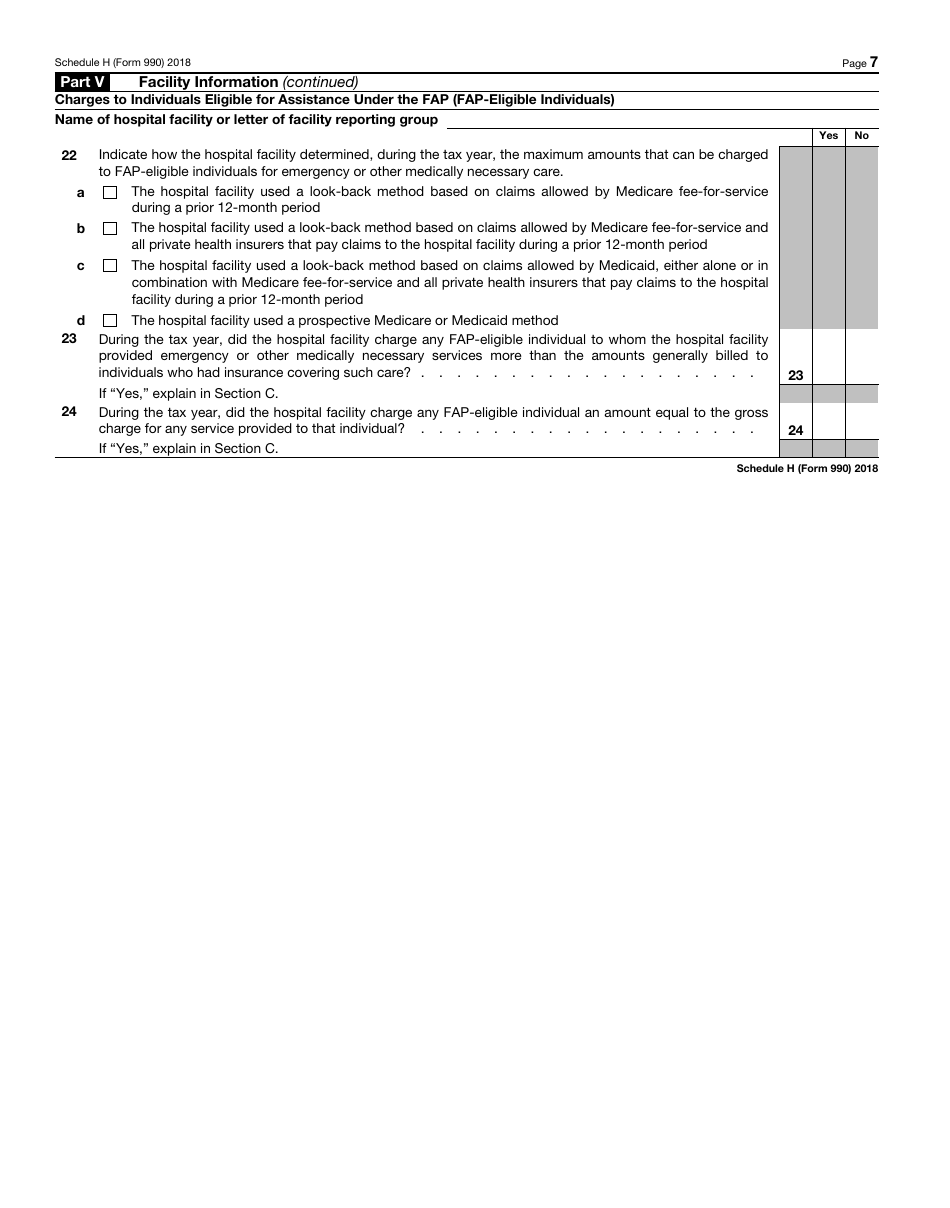 IRS Form 990 Schedule H Hospitals, Page 7