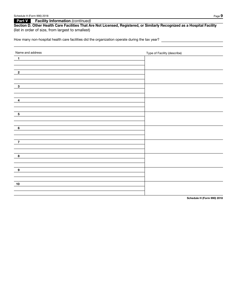 IRS Form 990 Schedule H Hospitals, Page 9