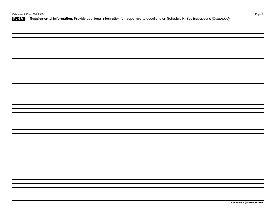 IRS Form 990 Schedule K Supplemental Information on Tax-Exempt Bonds, Page 4