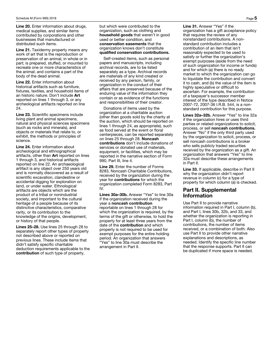 IRS Form 990 Schedule M Noncash Contributions, Page 5