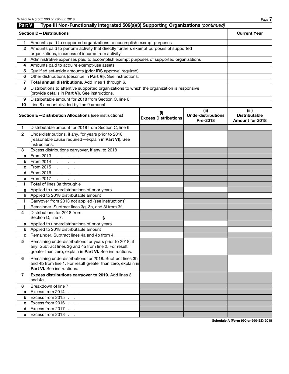 IRS Form 990 (990-EZ) Schedule A Public Charity Status and Public Support, Page 7