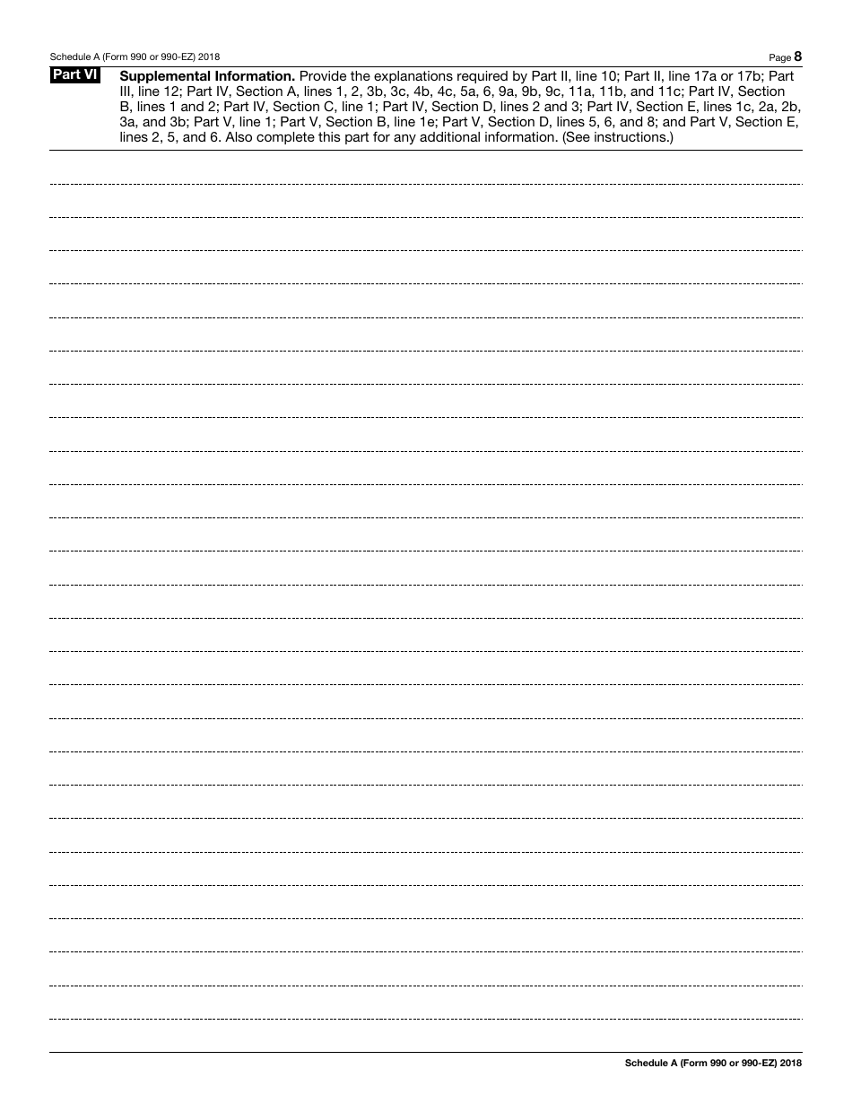 IRS Form 990 (990-EZ) Schedule A Public Charity Status and Public Support, Page 8