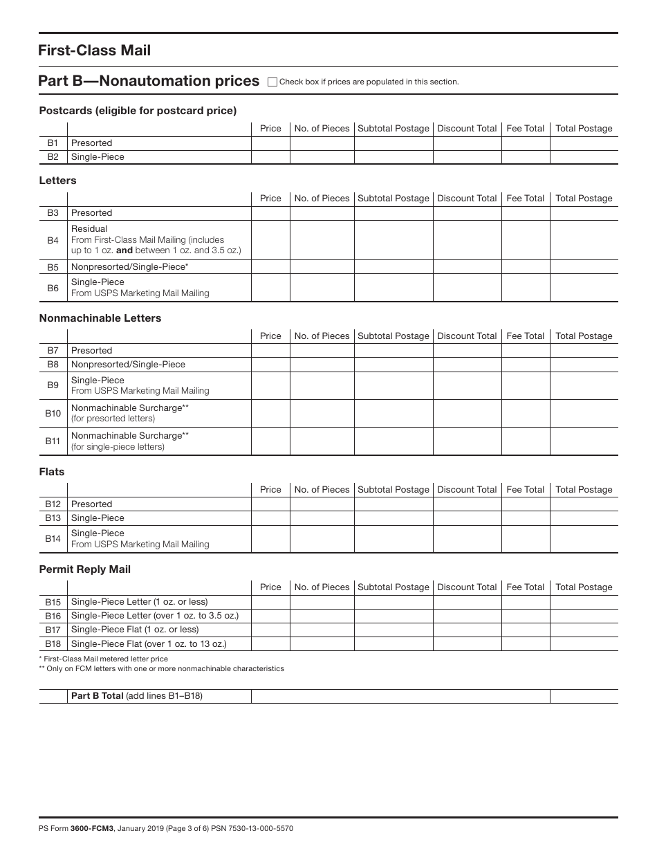 PS Form 3600-FCM Postage Statement - First-Class Mail and First-Class Package Service, Page 3