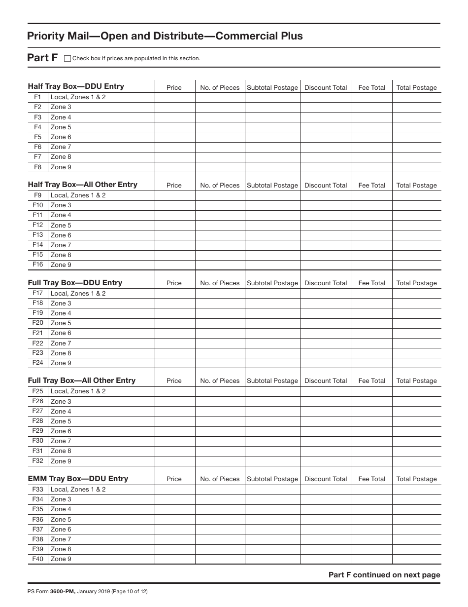 PS Form 3600-PM Postage Statement - Priority Mail - Permit Imprint, Page 10