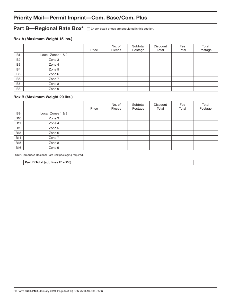 PS Form 3600-PM Postage Statement - Priority Mail - Permit Imprint, Page 3