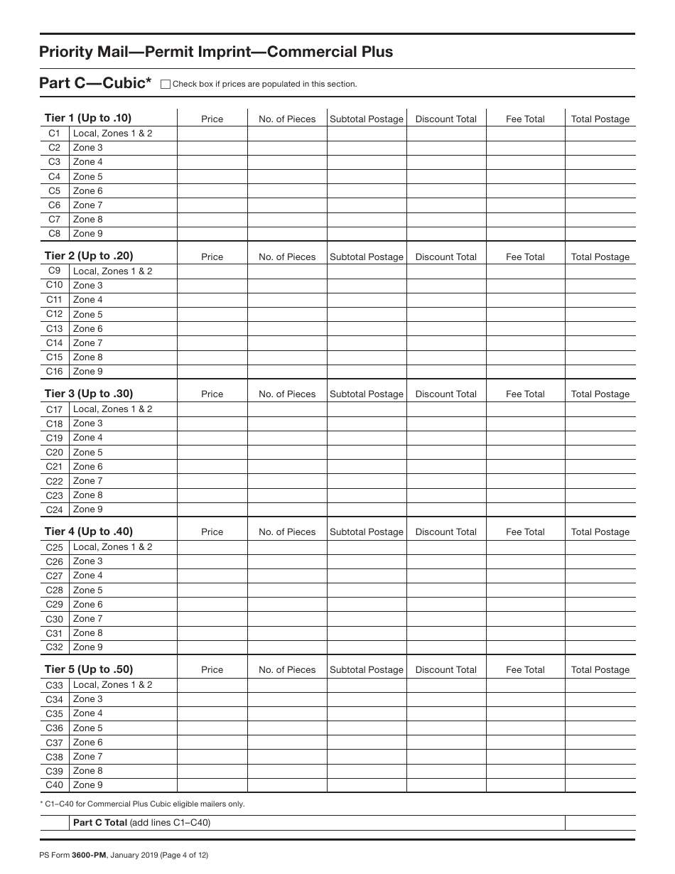 PS Form 3600-PM Postage Statement - Priority Mail - Permit Imprint, Page 4