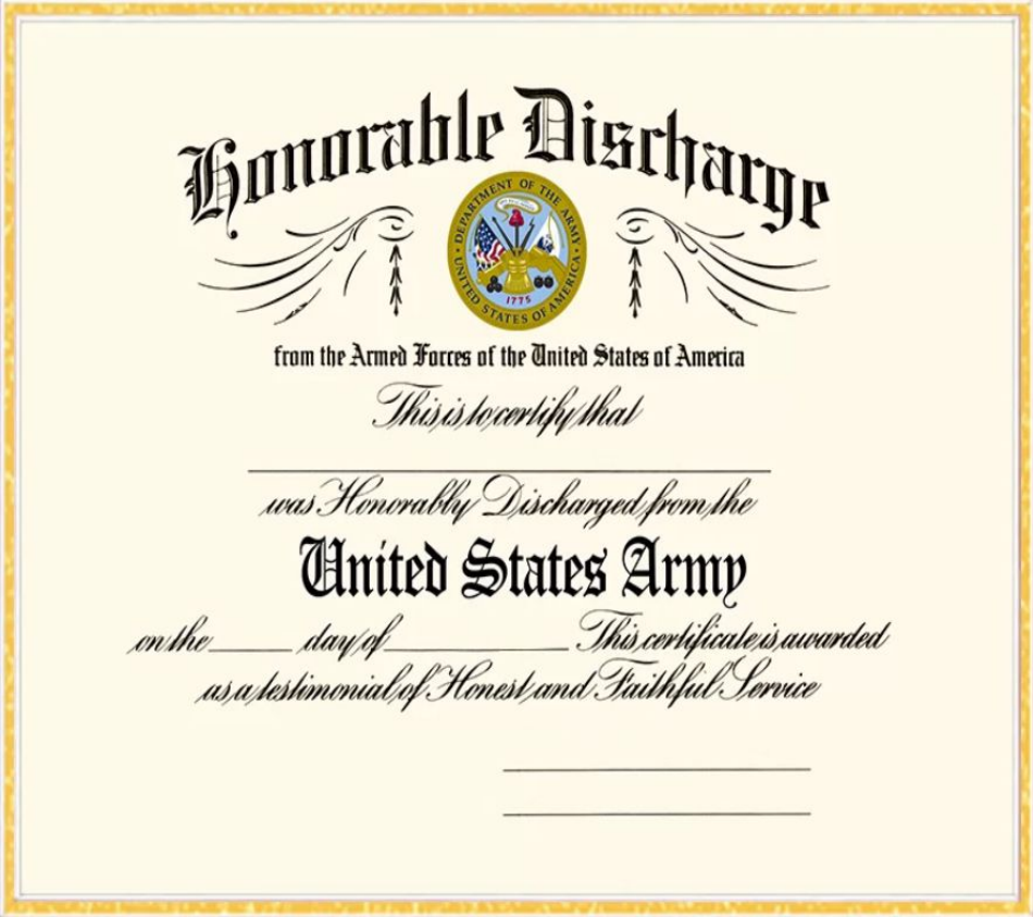 DD Form 256 Honorable Discharge Certificate, Page 1