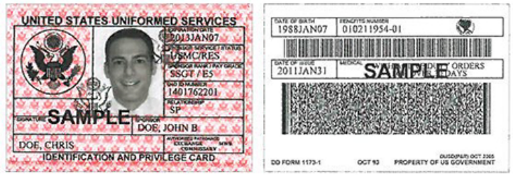 Document preview: DD Form 1173-1 Department of Defense Guard and Reserve Family Member Identification Card