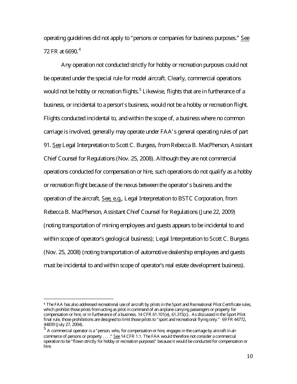 14 Cfr Part 91 (Docket No. FAA-2014-0396), Interpretation of the Special Rule for Model Aircraft, Page 10