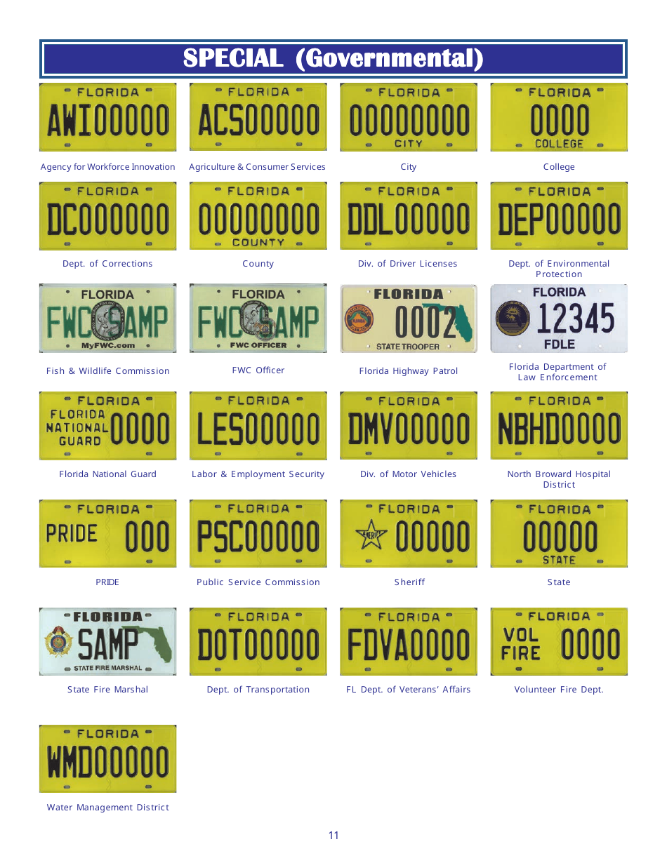 Form HSMV80003 Florida License Plates - Florida, Page 11