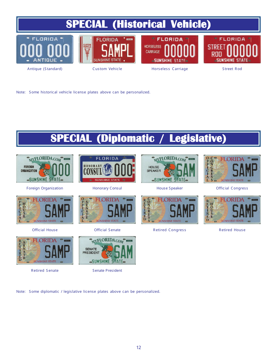 Form HSMV80003 Florida License Plates - Florida, Page 12