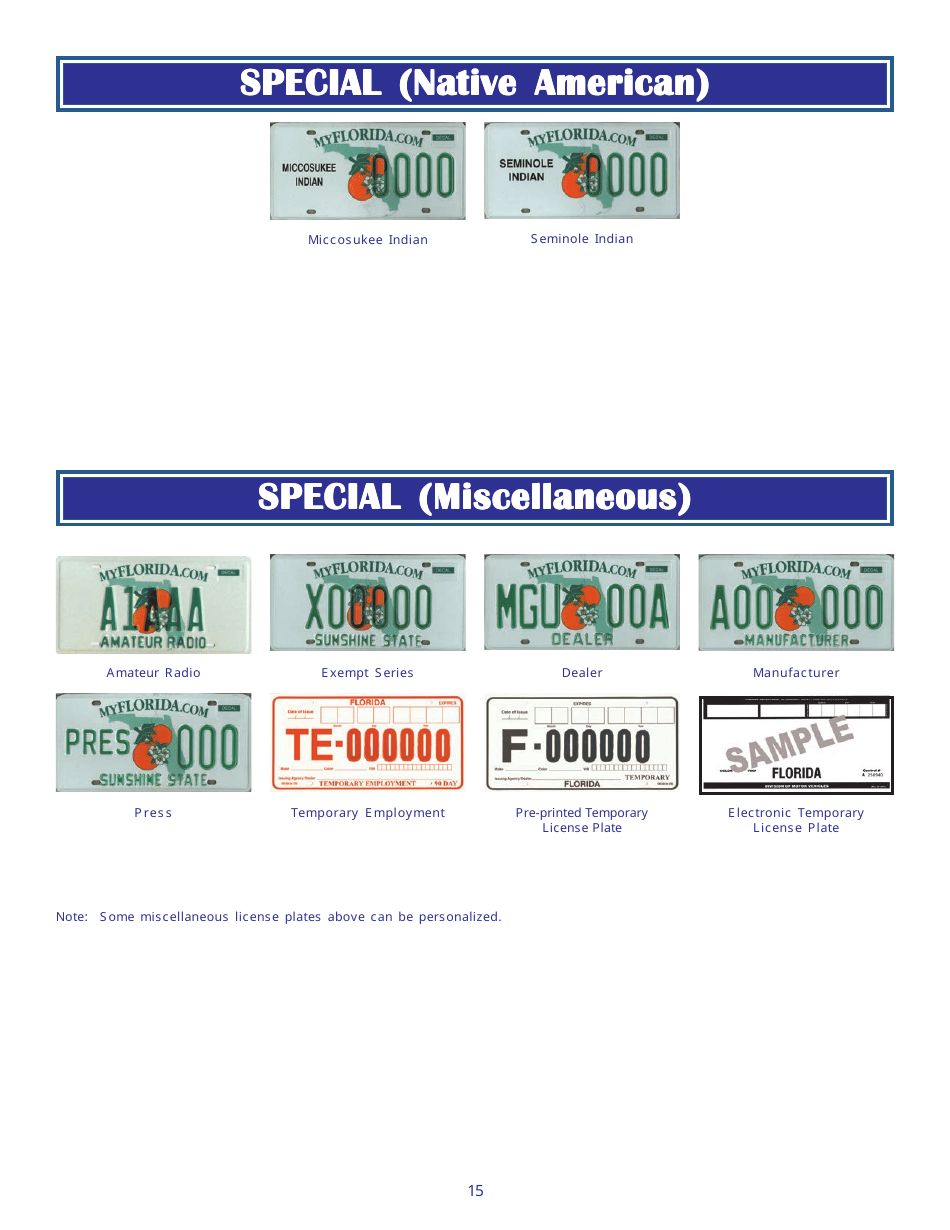 Form HSMV80003 Florida License Plates - Florida, Page 15