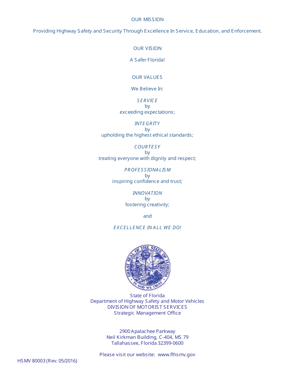 Form HSMV80003 Florida License Plates - Florida, Page 20