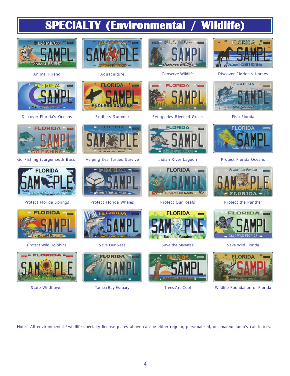 Form HSMV80003 Florida License Plates - Florida, Page 4