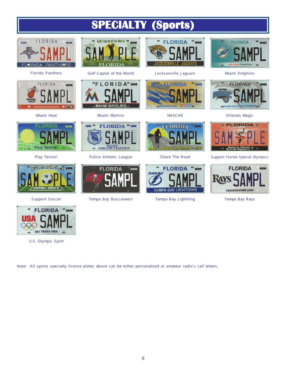 Form HSMV80003 Florida License Plates - Florida, Page 6
