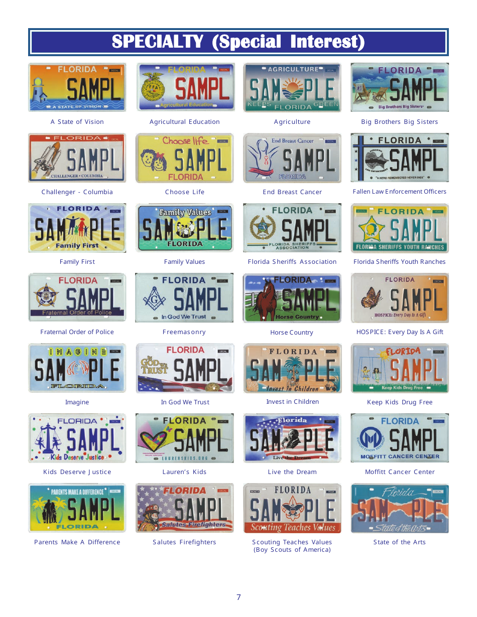 Form HSMV80003 Florida License Plates - Florida, Page 7