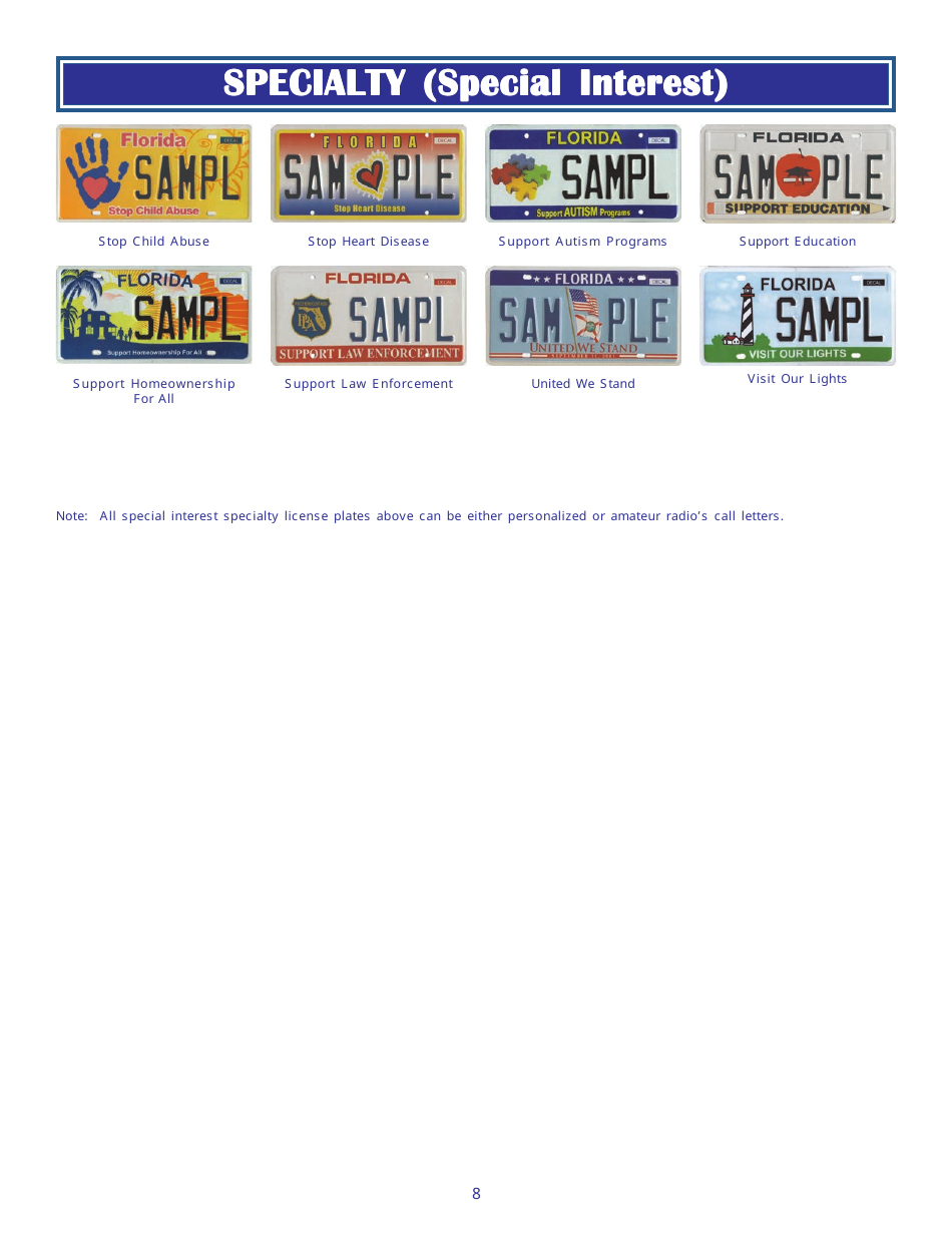 Form HSMV80003 Florida License Plates - Florida, Page 8