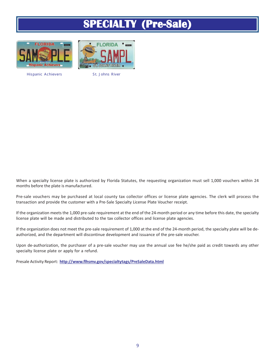 Form HSMV80003 Florida License Plates - Florida, Page 9