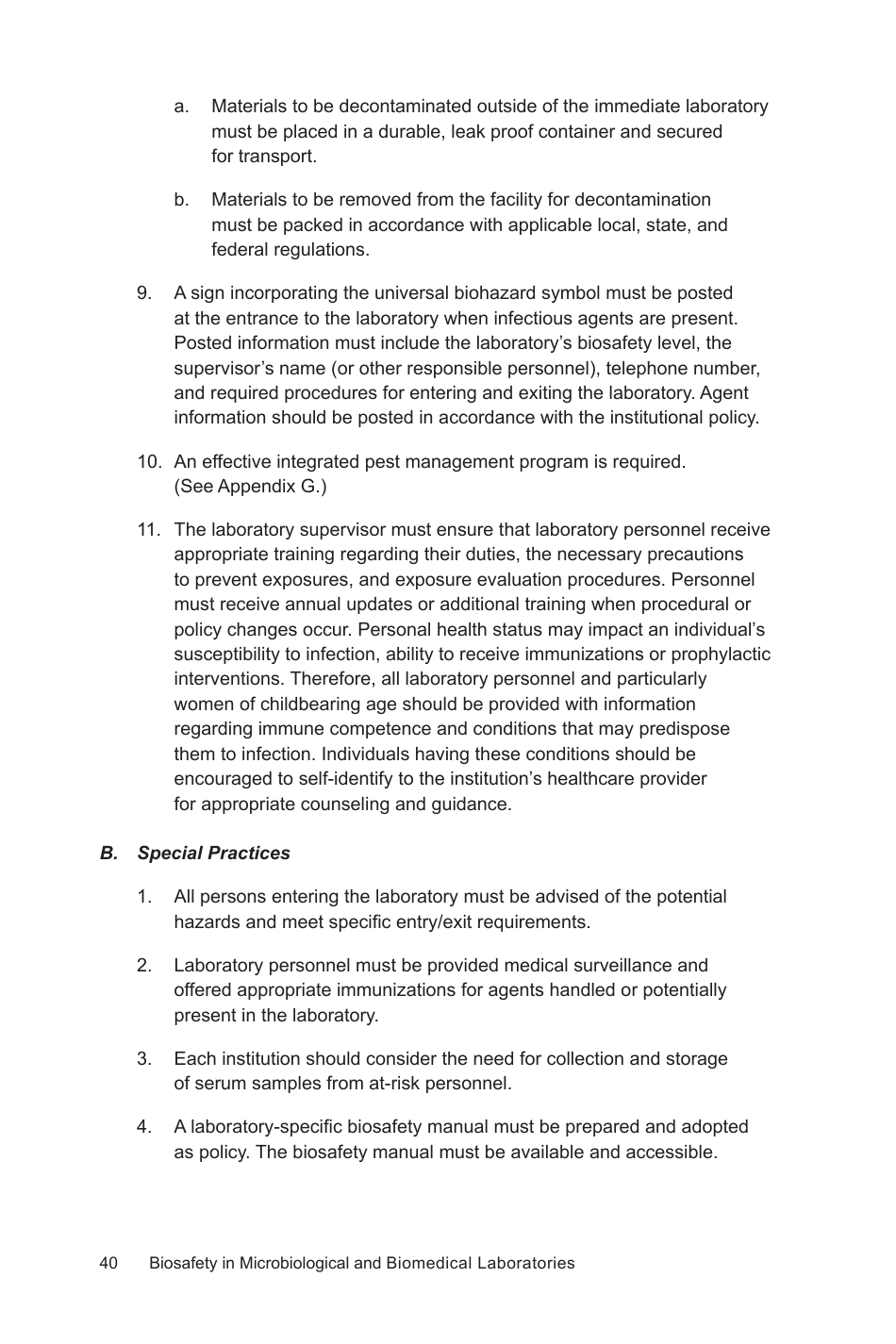 Biosafety in Microbiological and Biomedical Laboratories: Section IV - Laboratory Biosafety Level Criteria, Page 11