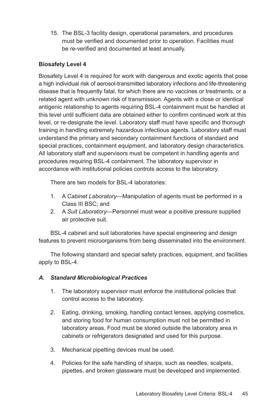 Biosafety in Microbiological and Biomedical Laboratories: Section IV - Laboratory Biosafety Level Criteria, Page 16